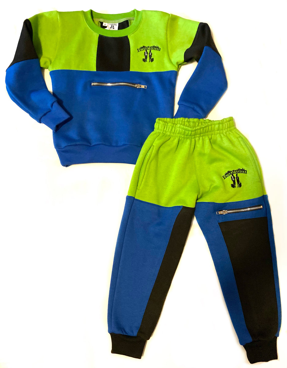 Slime Green Color Block Zip Sweatpants – Futurepreneurs