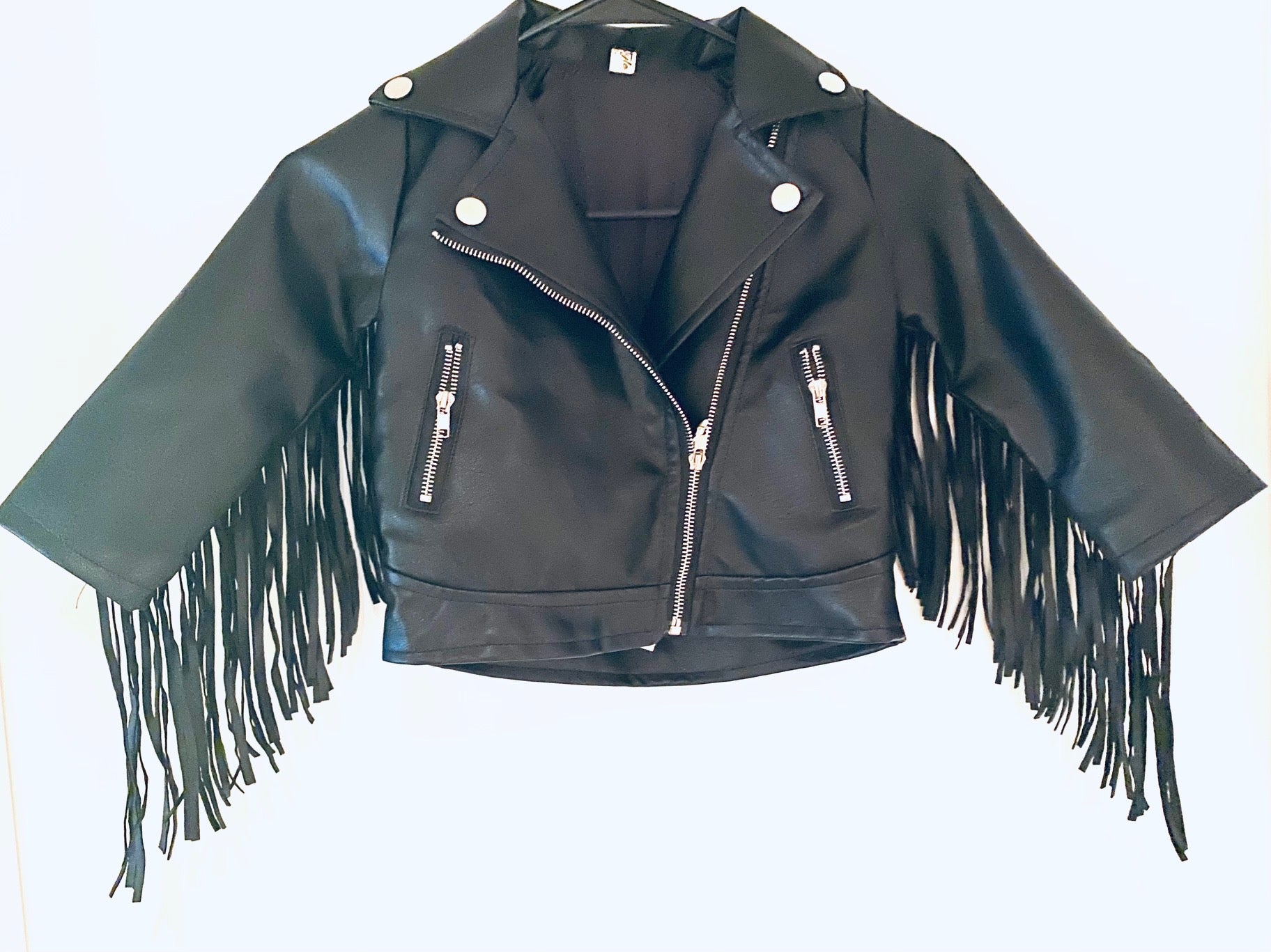 Licorice Leather Fringe Jacket