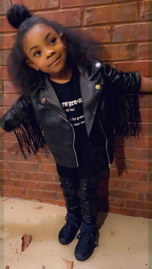 Licorice Leather Fringe Jacket