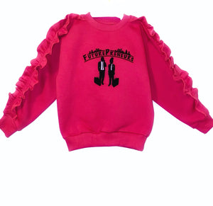 Ruffle Sleeve Sweatshirt| Girls Bubble Gum Pink