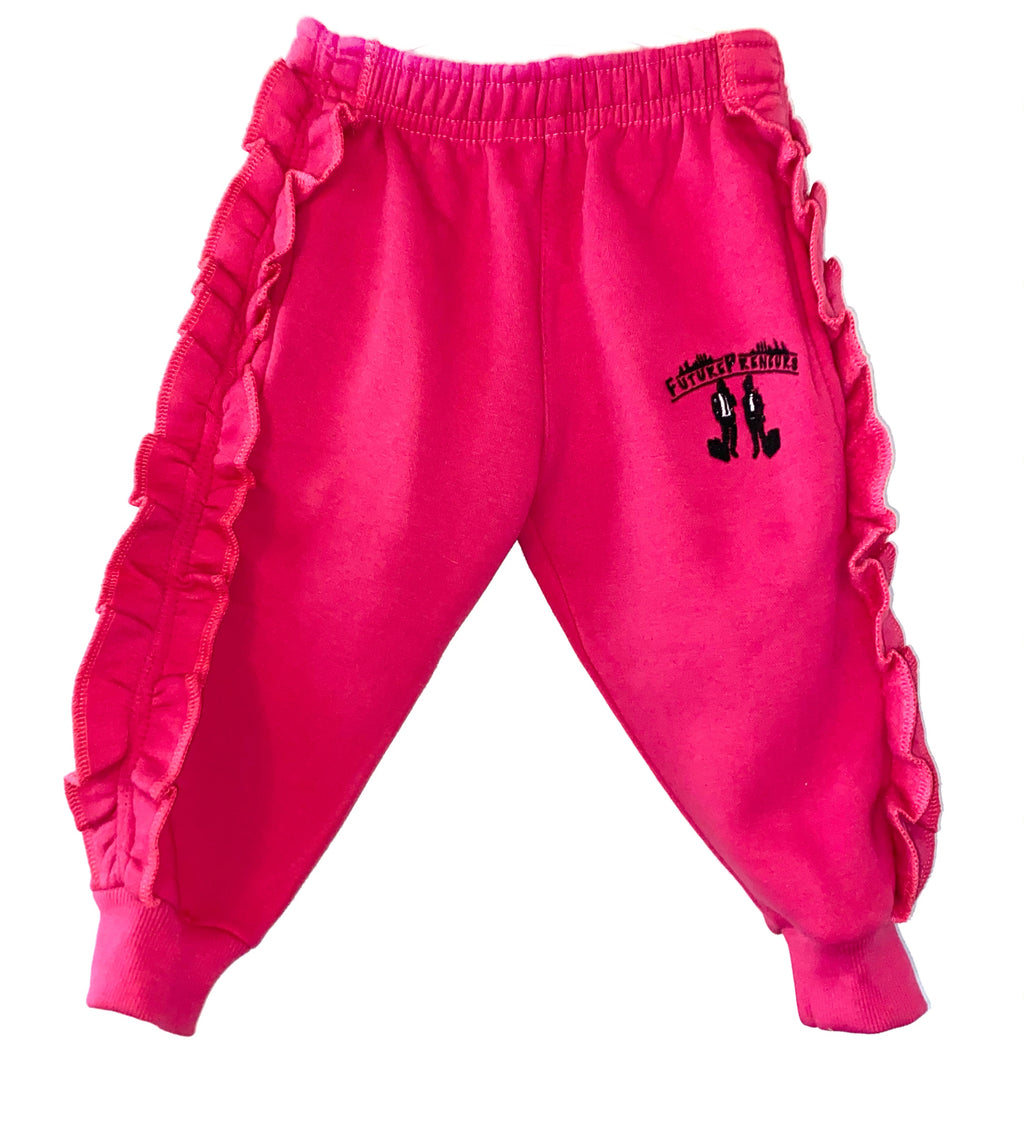 Capri Ruffle Sweatpants| Girl's Bubblegum Pink