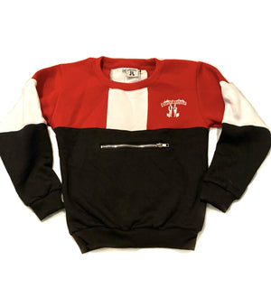 Boys Sweatshirt| Apple Red Color Block Zip